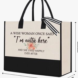 Black and Cream Tote Bag. Great for retirement gift. In almost new condition